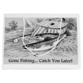 Gone Fishing Catch Sie Später populäres Design Große Geschenktüte (Vorderseite)