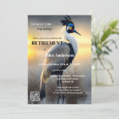 Gone Fishing Egret Art Retirement Party Einladung (Stehend Vorderseite)