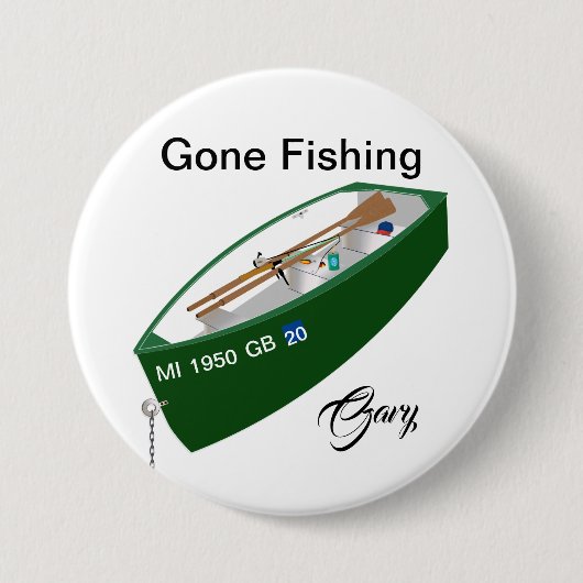 Gone Fishing Fischer Fishing Camp Button Button. (Vorderseite)