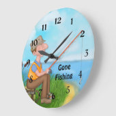 Gone Fishing Fischer Große Wanduhr (Winkel)