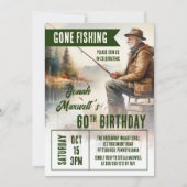 Gone Fishing Fisherman Scene Birthday Party Einladung (Vorderseite)