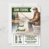 Gone Fishing Fisherman Scene Retirement Party Einladung (Vorderseite)