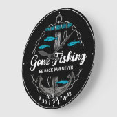 Gone Fishing Funny Fallen Zahlen Anchor Fish Große Wanduhr (Winkel)