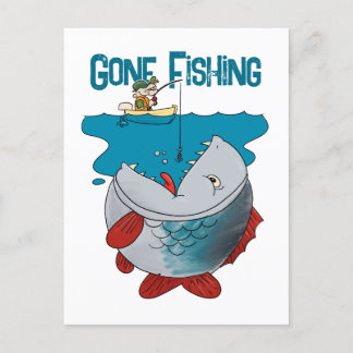 Gone Fishing Gewartet für den großen Cartoon der F Postkarte