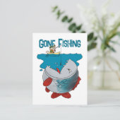 Gone Fishing Gewartet für den großen Cartoon der F Postkarte (Stehend Vorderseite)