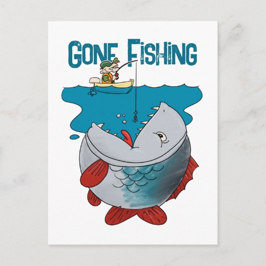 Gone Fishing Gewartet für den großen Cartoon der F Postkarte (Vorderseite)