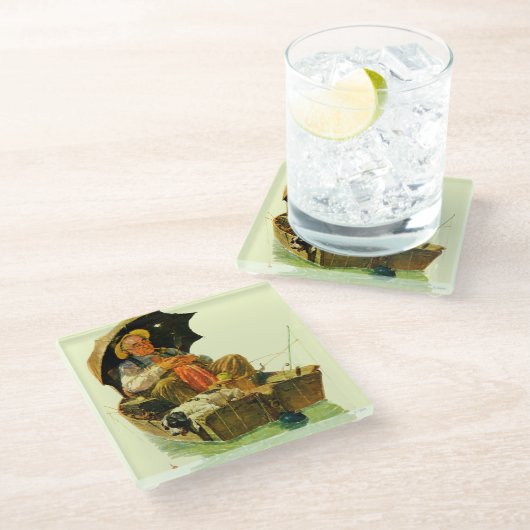 Gone Fishing Glasuntersetzer (Schrägansicht)