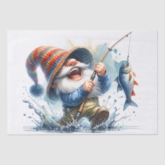 Gone Fishing Gnome Seidenpapier (Vorderseite)