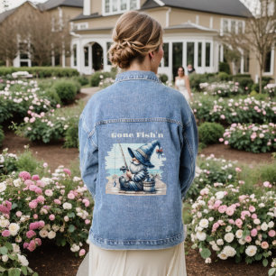 Gone Fishing Gnome Women's Denim Jacket Jeansjacke