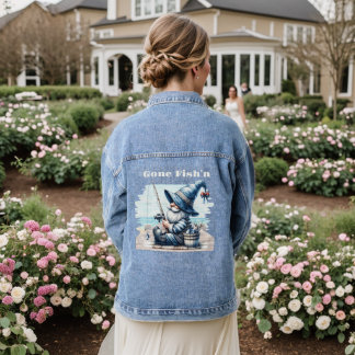 Gone Fishing Gnome Women's Denim Jacket Jeansjacke