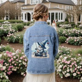 Gone Fishing Gnome Women's Denim Jacket Jeansjacke