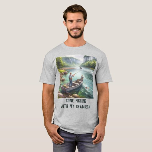 Gone Fishing Großvater AI-art Basic T - Shirt (Vorne ganz)