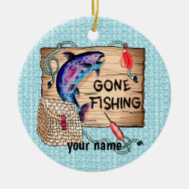 Gone Fishing individuelle Name Keramik Ornament