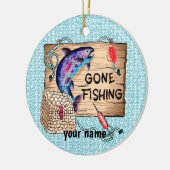 Gone Fishing individuelle Name Keramik Ornament (Links)