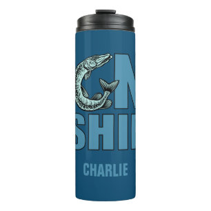 GONE FISHING individuelle Name tumbler Thermosbecher