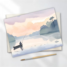 Gone Fishing | Lake Airline Wasserfarbe Friedlich Postkarte