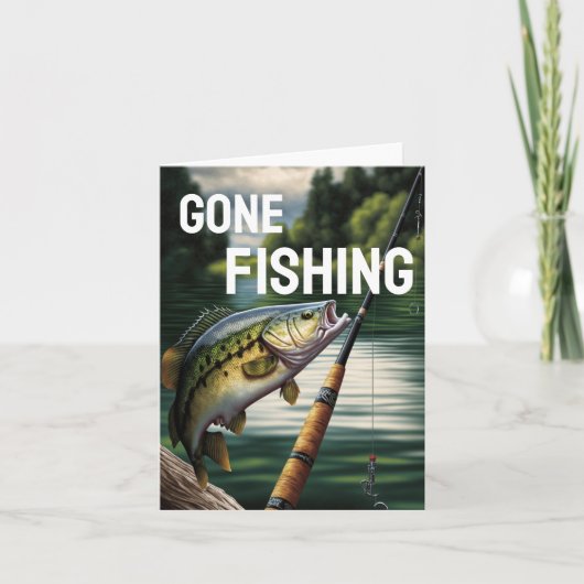 Gone Fishing Man Cave Lake House Bass Fish Karte (Vorderseite)