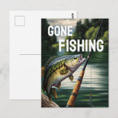 Gone Fishing Man Cave Lake House Bass Fish Postkarte (Vorne/Hinten)