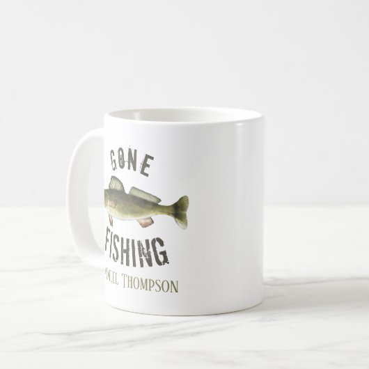 Gone Fishing Modern Fisherman Angler Kaffeetasse (Vorderseite Links)