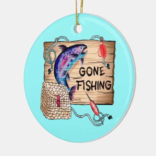 Gone Fishing-Ornament Keramik Ornament (Links)