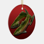 Gone Fishing Ornament Personalisiert Lachs Geschen (Rechts)