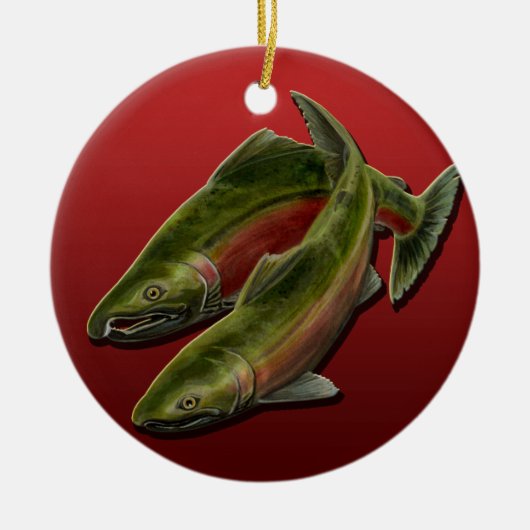 Gone Fishing Ornament Personalisiert Lachs Geschen (Vorne)