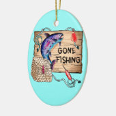 Gone Fishing Oval Ornament (Links)