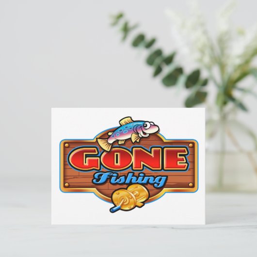 GONE FISHING POSTKARTE (Stehend Vorderseite)