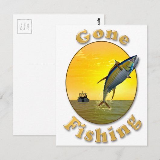 Gone Fishing Postkarte (Vorne/Hinten)