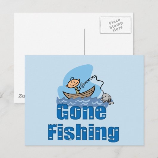 Gone Fishing Postkarte (Vorne/Hinten)