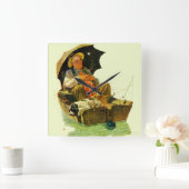 Gone Fishing Quadratische Wanduhr (Zuhause)