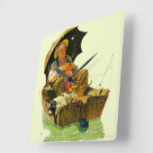 Gone Fishing Quadratische Wanduhr (Winkel)