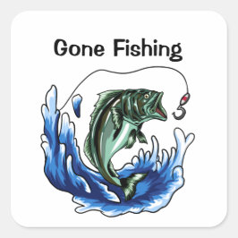 Gone Fishing Quadratischer Aufkleber