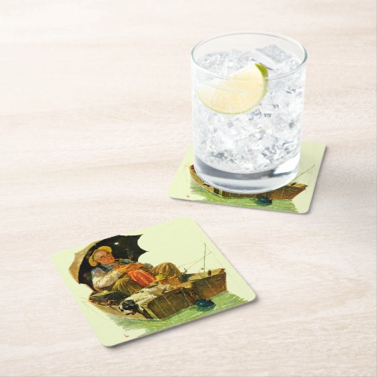 Gone Fishing Rechteckiger Pappuntersetzer (Vor Ort)