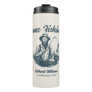 Gone Fishing Remüde Fisherman Vintages Geschenk Thermosbecher