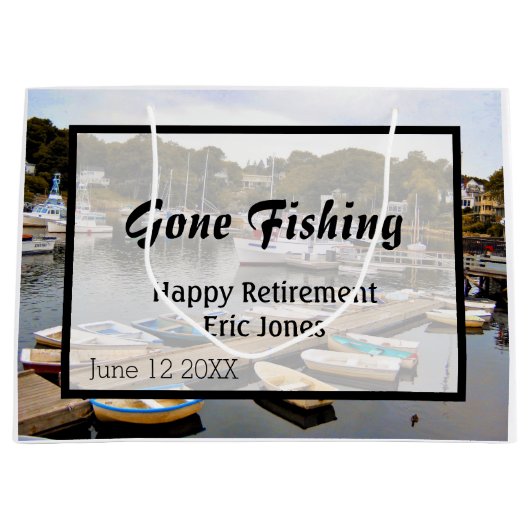Gone Fishing Retirement Große Geschenktüte (Vorderseite)