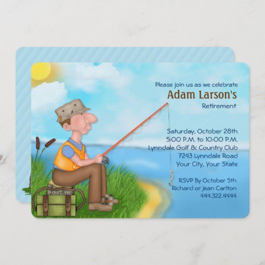 Gone Fishing Retirement-Party Einladungen (Vorne/Hinten)