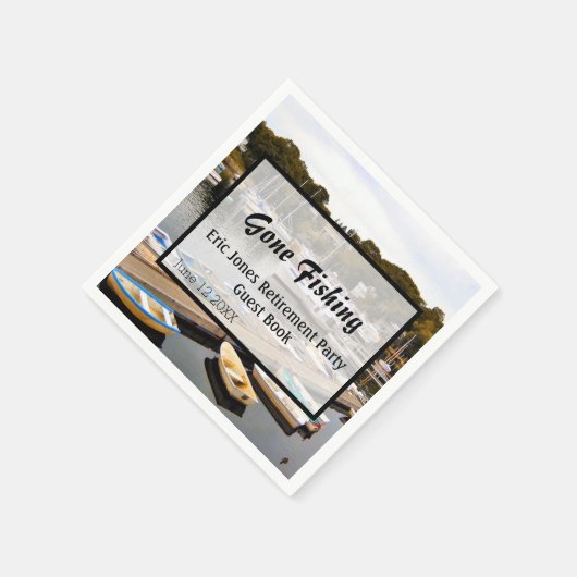 Gone Fishing Retirement Party Serviette (Ecke)