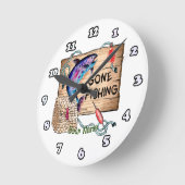 Gone Fishing Runde Wanduhr (Winkel)