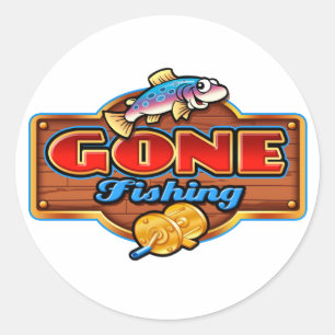 GONE FISHING RUNDER AUFKLEBER