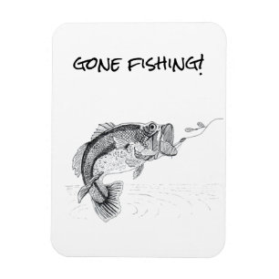 Gone Fishing Sign mit Big Mouthed Bass Magnet