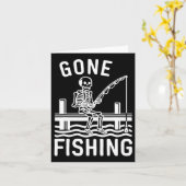 Gone Fishing Skeleton Funny Halloween Fischen Karte (Gelbe Blume)