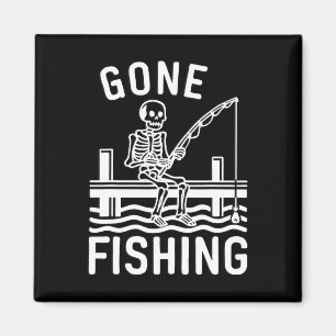 Gone Fishing Skelett Lustiges Halloween-Angeln  Magnet