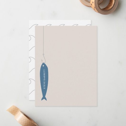 Gone Fishing Stationer - Cobalt Mitteilungskarte (Vorderseite/Rückseite Beispiel)