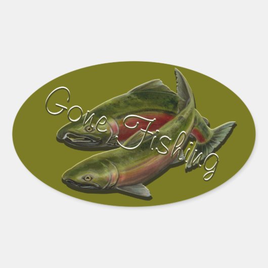 Gone Fishing Stickers Coho Lmon Art Stickers (Vorderseite)