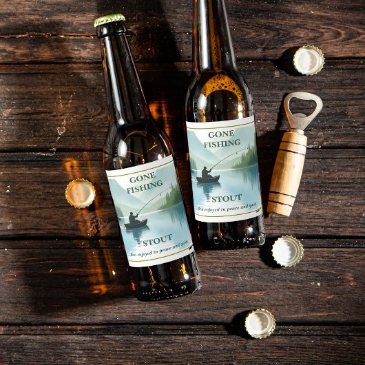 Gone Fishing Stout Bee Label Bierflaschenetikett