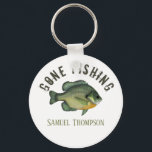 Gone Fishing Sunfish Fish Modern Fisherman Cute Schlüsselanhänger<br><div class="desc">Gone fishing Sunfish personalize keychain featuring funny cute for him keepsake,  sports hobby dad papa masculine,  modern classic husband simple typography,  sports hobby masculine hobby outdoors,  great fisherman fishermen fisherwoman,  walleye bass fish,  angler angling cute animal,  dad father grandpa grandfather,  retirement retired birthday holiday</div>