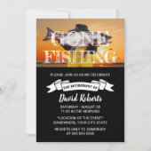 Gone Fishing Sunset Beach Retirement Party Einladung (Vorderseite)