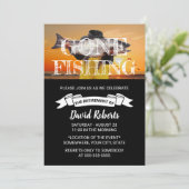 Gone Fishing Sunset Beach Retirement Party Einladung (Stehend Vorderseite)