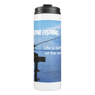 Gone Fishing Sunset Remüde Fisherman Geschenk Thermosbecher